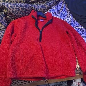 Red Fleece Quarter-Zip Pullover